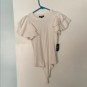 Express Cream Ruffle Sleeve Bodysuit